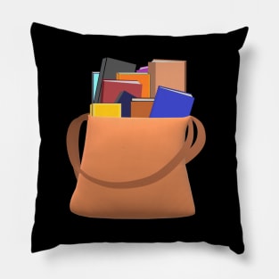 Bag of Books (Black Background) Pillow