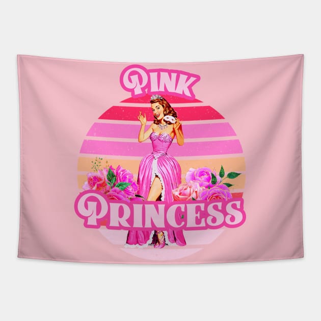 Pink Aesthetic: Pink Princess, Pink Kawaii Roses, Pink Lover, Pink Vintage Retro Sunset Tapestry by ThePinkPrincessShop