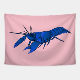 Blue marron crayfish cartoon illustration Tapestry