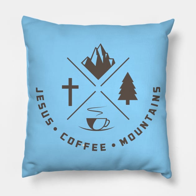 Jesus-Coffee-Mountains T-shirt Pillow by adcastaway