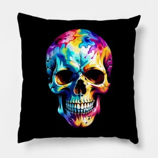 Colored Skull in Vibrant Vector Style Pillow