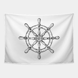 Ship Steering Wheel Tapestry