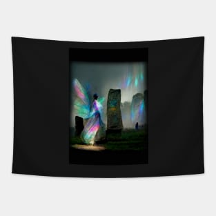 Iridescent energy fairy amongst ancient standing stones 1 Tapestry