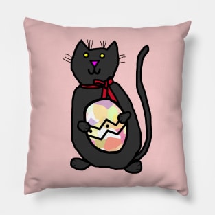 Cat Holding Easter Egg Pillow