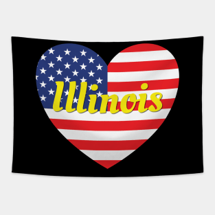 Illinois American Flag Heart Tapestry