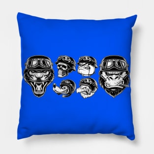 Set of animals bikers. Design of motorcycle riders. Sport mascots Pillow