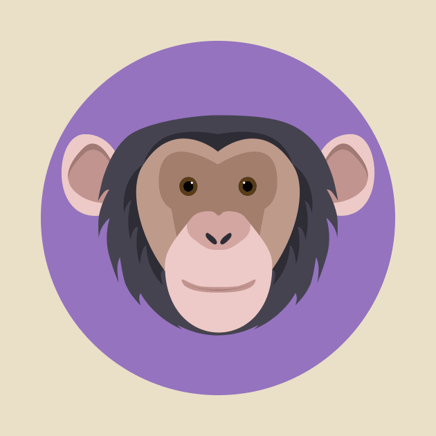 Cute smiling monkey chimpanzee face drawing by TinyFlowerArt