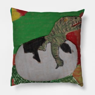 DINOSAUR EGG - Oil Pastel Art Pillow