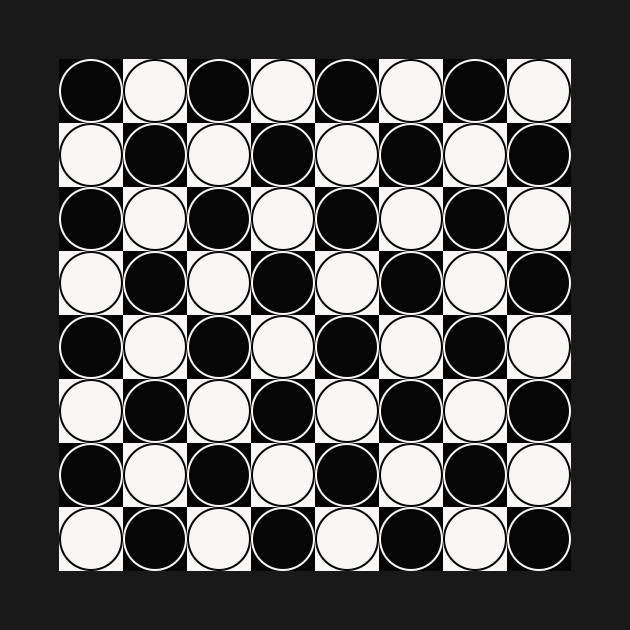 black and white geometrical design with squares and circles by pauloneill-art