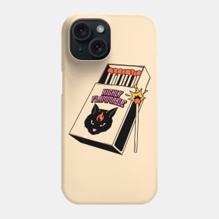 Highly Flammable Black Cat in beige Phone Case