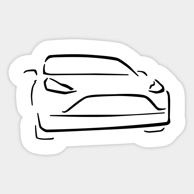 Electric Car Abstract Drawing Tesla Sticker Teepublic