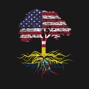 American Grown with Ecuadorian Roots USA Flag T-Shirt