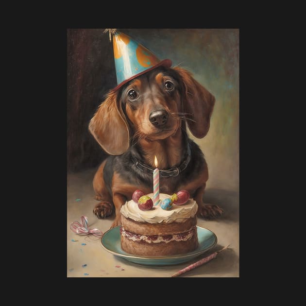 Daschund Dog Birthday Party Card by candiscamera