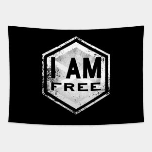 I AM Free - Affirmation - White Tapestry