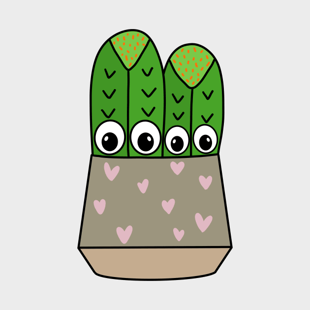 Cute Cactus Design #268: Cacti In Soft Hearts Pot by DreamCactus