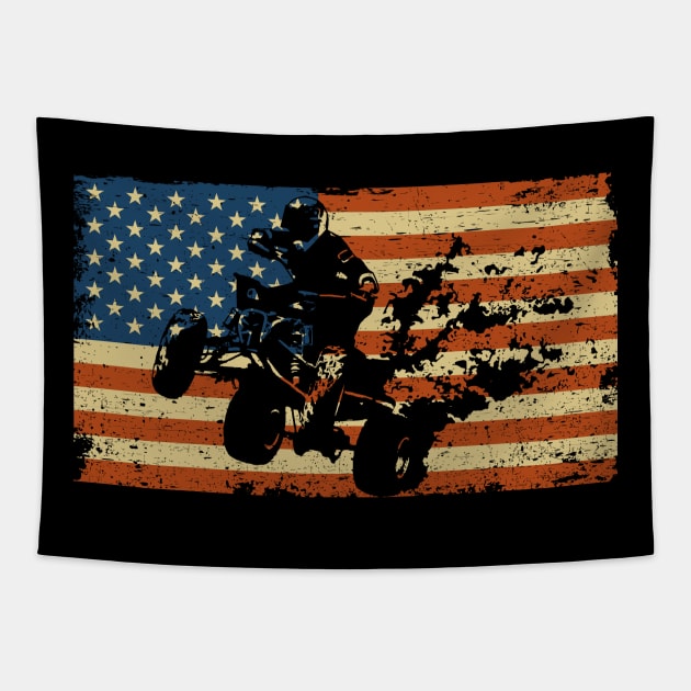 ATV QUad USA Flag Grunge Tapestry by ashiacornelia173