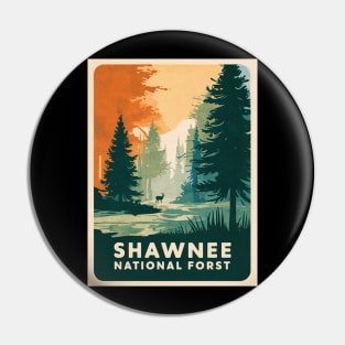 Shawnee National Forest Abstract Watercolor Poster Pin