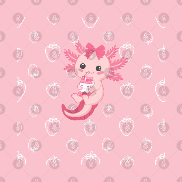 Strawberry Axolotl by LylaLace Studio