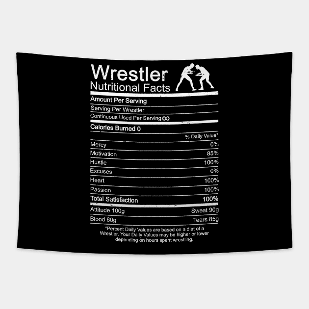 Wrestling Nutrition Facts Wrestler Gift Tapestry by swissles