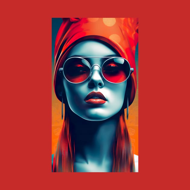 Retro Fashion Girl in Red Shades for hotels, spas, casinos and salon bars by UmagineArts