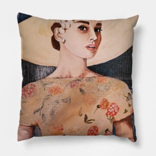 Audrey Hepburn Painting Pillow