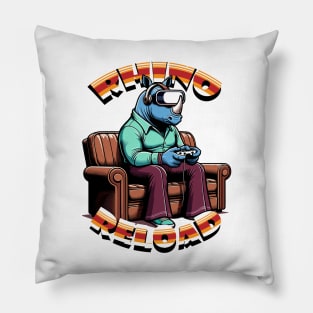 Rhino Reloaded - Vintage VR Gamer Chic Pillow