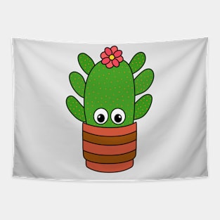 Cute Cactus Design #324: Cactus With Cute Flower In Pot Tapestry