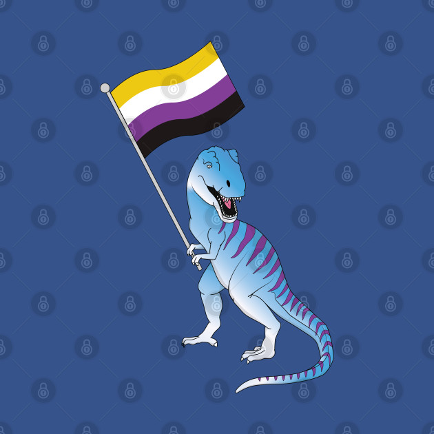 Disover Nonbinary Flag Dinosaur LGBTQIA Pan Pride LGBT Nonbinary Decal - Cat - T-Shirt