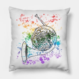 French Horn Rainbow Colours Hornist Brass Musician Pillow