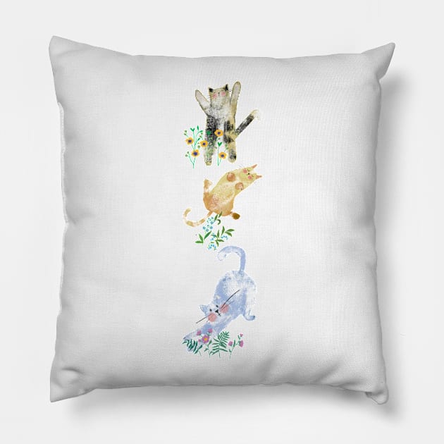 Watercolor kittens cat kitties Pillow by Bridgett3602