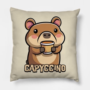 Capyccino! Cute Capybara Coffee Cartoon Pillow