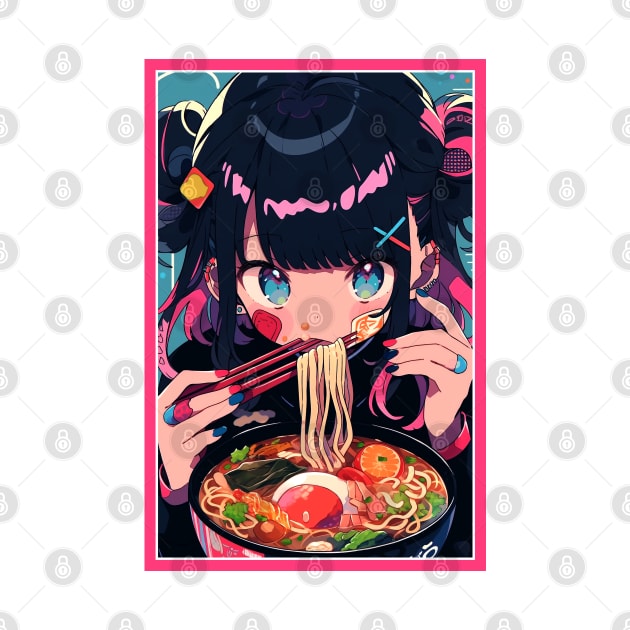 Cute Anime Girl |  Ramen Noodles | Hentaii Chibi Kawaii Design by AlNoah