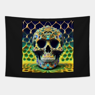 Skull Tie Dye Psychedelic Trippy Festival Hippie 3D Biker Tapestry