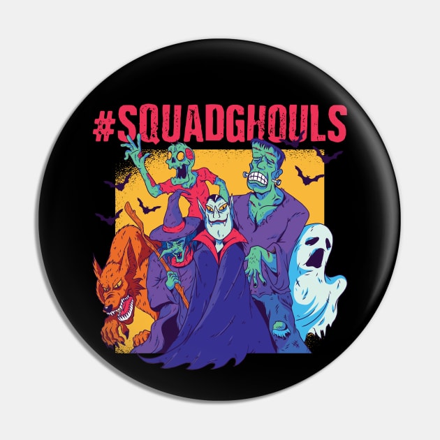 #SquadGhouls Funny Halloween Monsters Pin by M n' Emz Studio