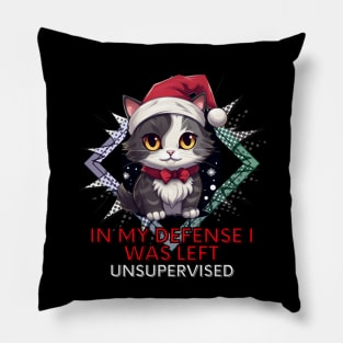 Unsupervised - Sarcastic Quote - Christmas Cat - Funny Quote Pillow