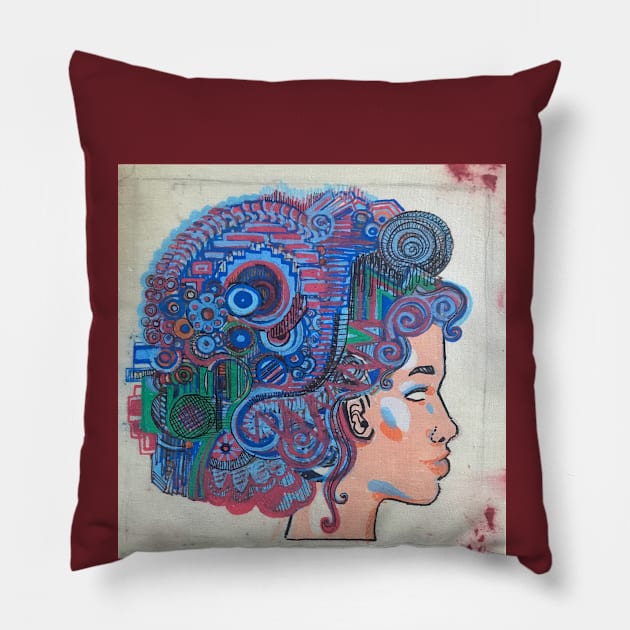 Abstract mind Pillow by Dev's Art Studio