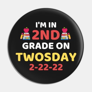 Funny It's My 2nd Grade On Twosday, Cute 2nd Twosday Grade, Numerology 2nd Grade Pop Design Gift Pin