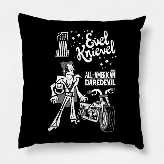 Evel Knievel Pillow by CosmicAngerDesign