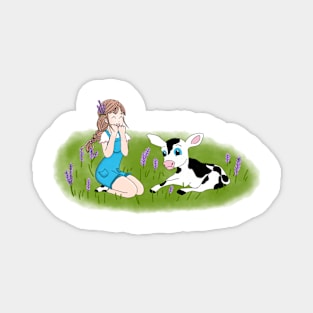 Lavender Cow Girl Magnet