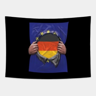 Germany Flag European Union Flag Ripped Open - Gift for German From Germany Tapestry