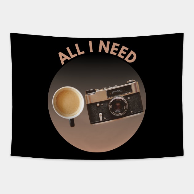 All I need is coffee and my camera Tapestry by vcent