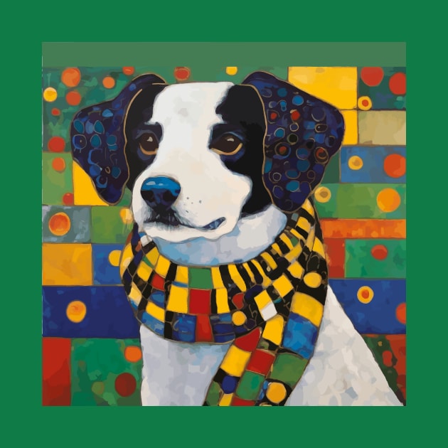 Gustav Klimt Style Puppy Dog with a Colorful Scarf by bragova