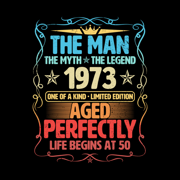 The Man 1973 Aged Perfectly Life Begins At 50th Birthday by Foshaylavona.Artwork