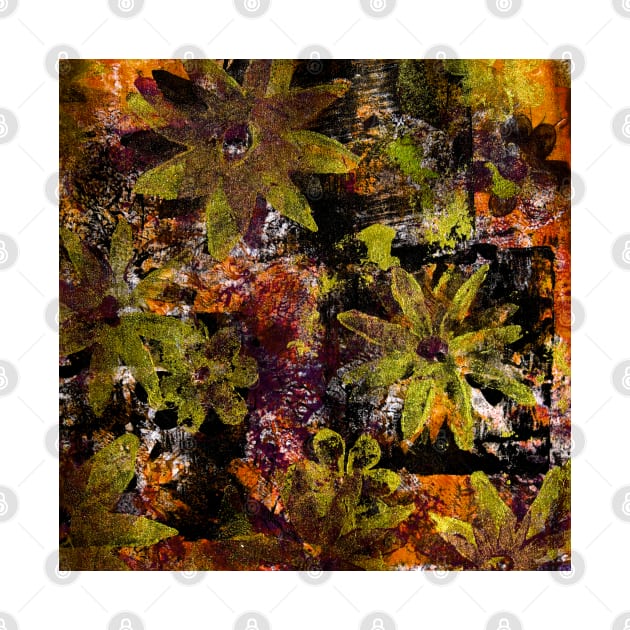 Flower in Black Square 18- Digitally Altered Print by Heatherian