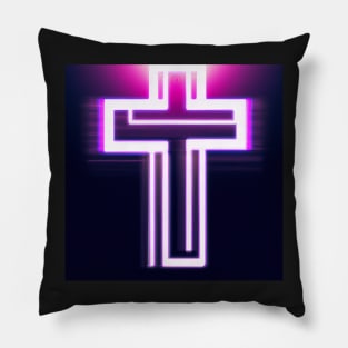 Neon digital cross Pillow