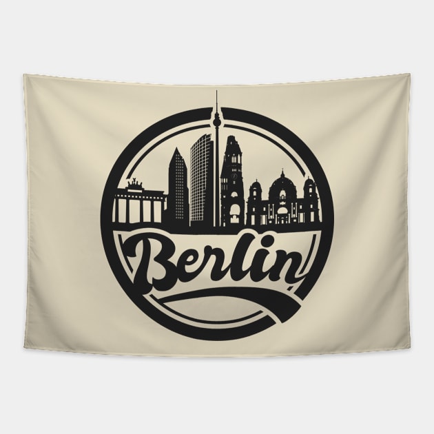 Berlin Skyline Travel Landmark Germany Brandenburg Gate Tapestry by auviba-design