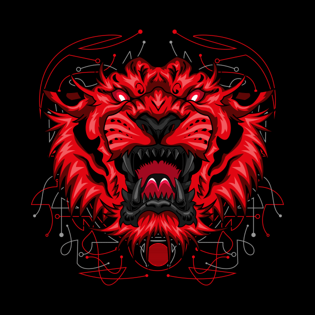 tiger angry red shadow by SHINIGAMII