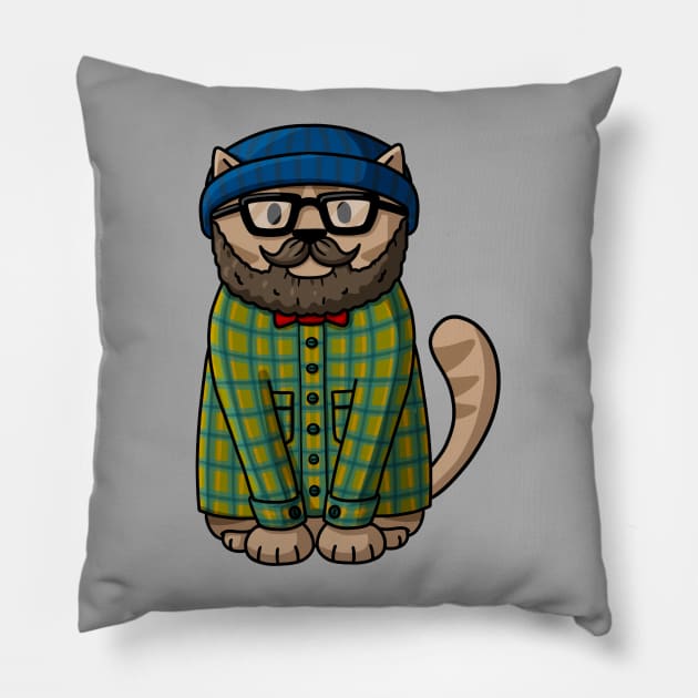 Hipster Cat Pillow by Doodlecats 