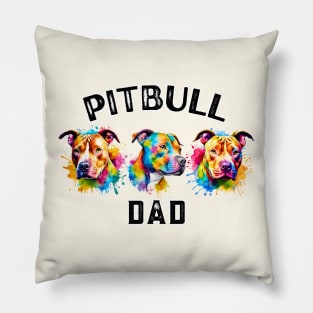 Pitbull Dad Watercolor Pillow