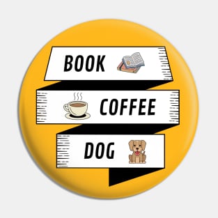 Book Coffee And Dog Pin